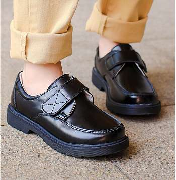 Boys Leather Shoes Campus British Style Velcro Student Casual