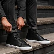 Black White Men's Shoes High Top 102 - 3