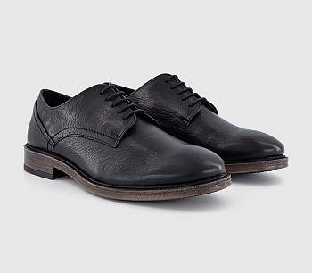 Casual Leather Derby Shoes Black Leather