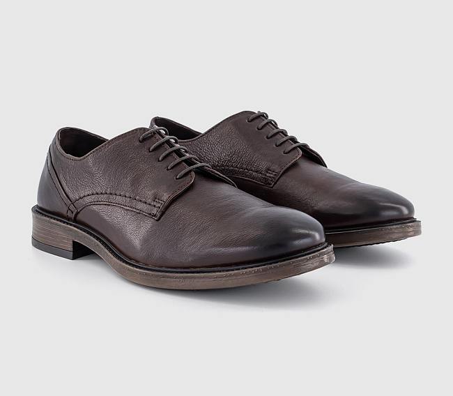 Casual Leather Derby Shoes Brown Leather - 1