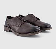 Casual Leather Derby Shoes Brown Leather - 4