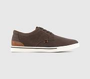 Perforated Lace Up Shoes Brown - 3