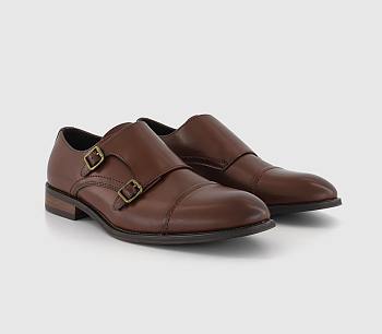 Double Strap Monk Shoes Brown