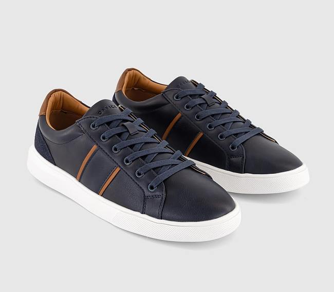 Cade Side Stripe Trainers Navy - 1