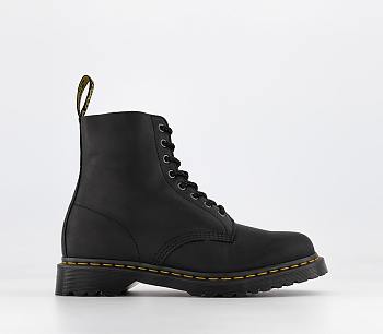 8 Eye Lace Boots Black Waxed Full Grain