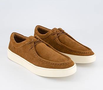 Cooper Suede Apron Stitch Derby Shoes Tan Suede