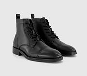 Laceup Toecap Boots Black Leather - 1